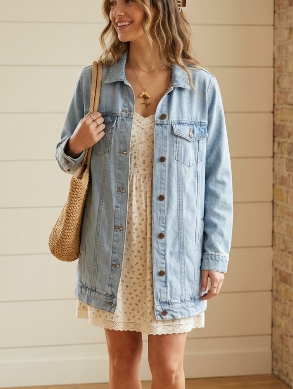 Bluenotes Longline Denim Jacket Light Wash Blue Jean Jacket Size Medium Oversize